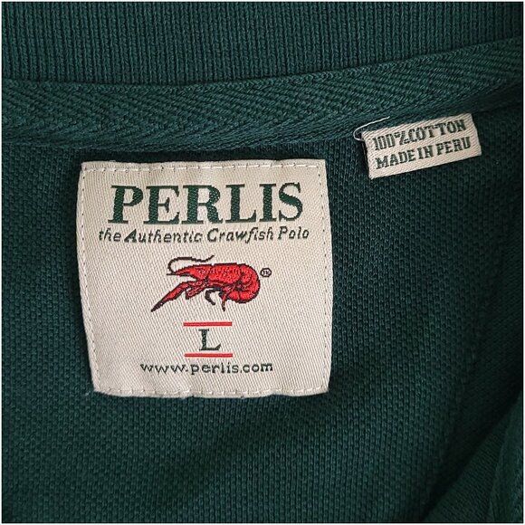 PERLIS Mens Large Green Short Sleeve Crawfish Polo Shirt Peruvian Cotton - Picture 8 of 8